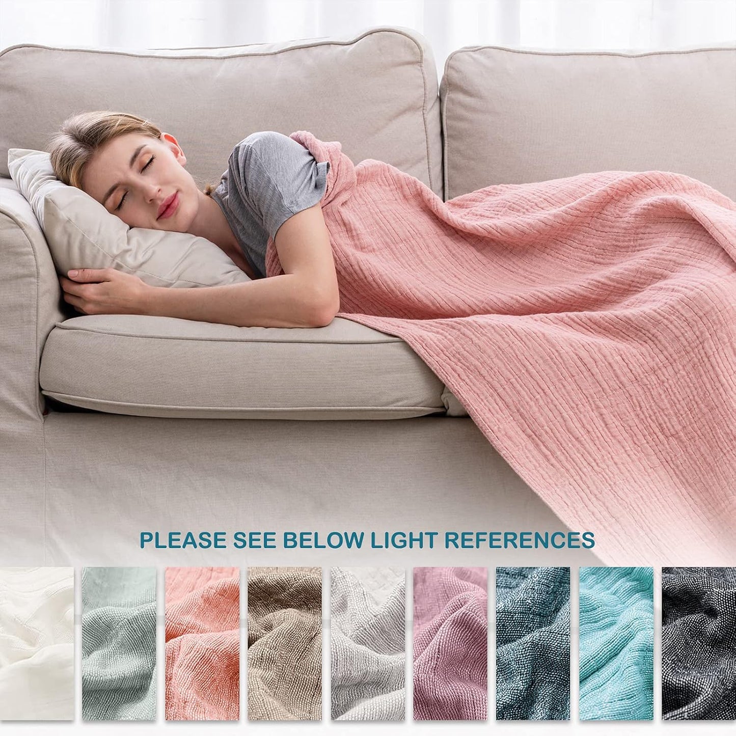 SE SOFTEXLY Cotton Throw Blankets, 4-Layer Muslin Blanket for Couch/Bed,Light Comfortable Breathable Gauze Blanket All Season,Muslin Blanket for Adults King Size Blanket(90"x102",Coral Pink)
