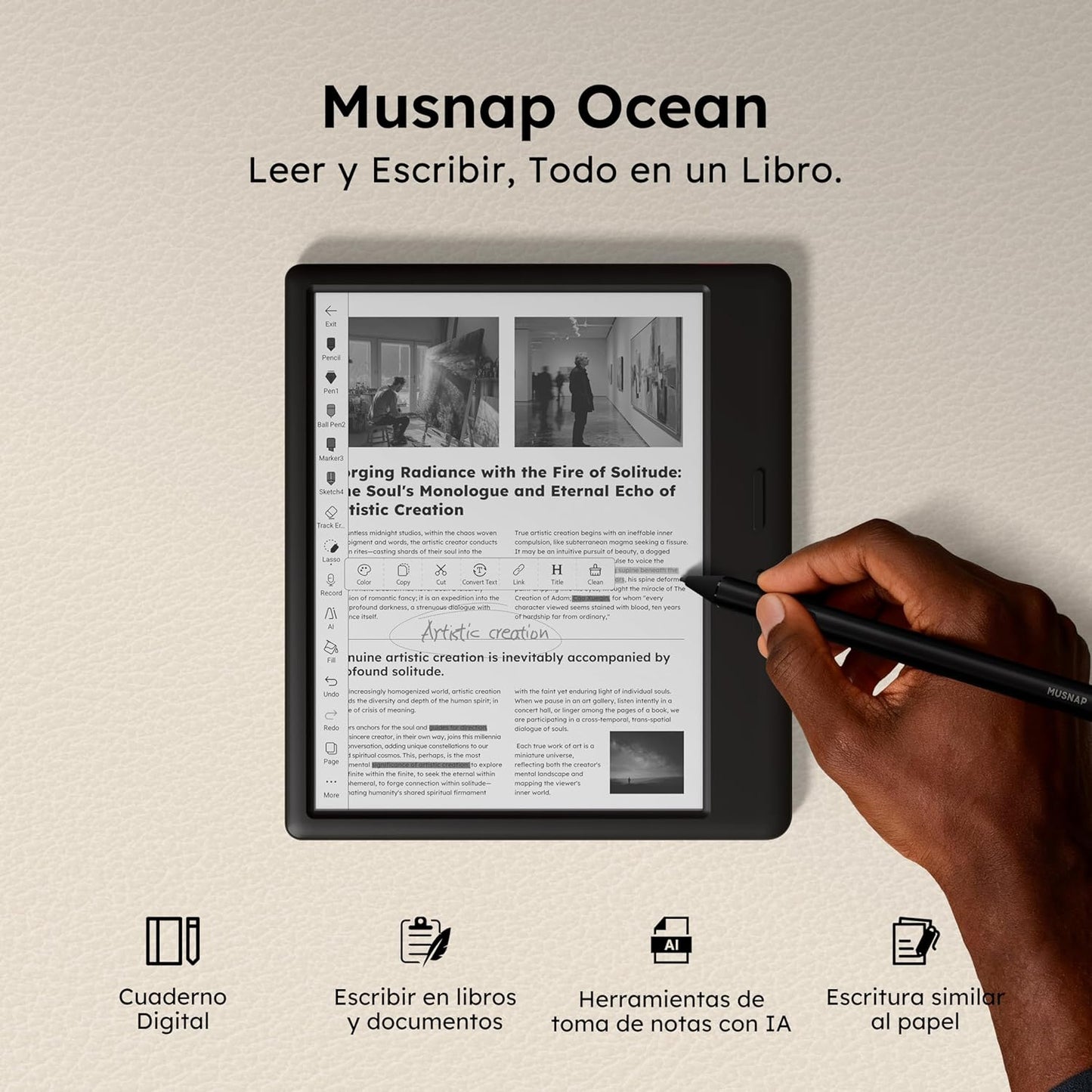 Ocean 64GB+4GB 7”eBook Reader Supports Handwriting, 7”E-Ink Paper Tablet with Long Battery Life for Reading and Writing (Not Included Musnap Stylus Pen)