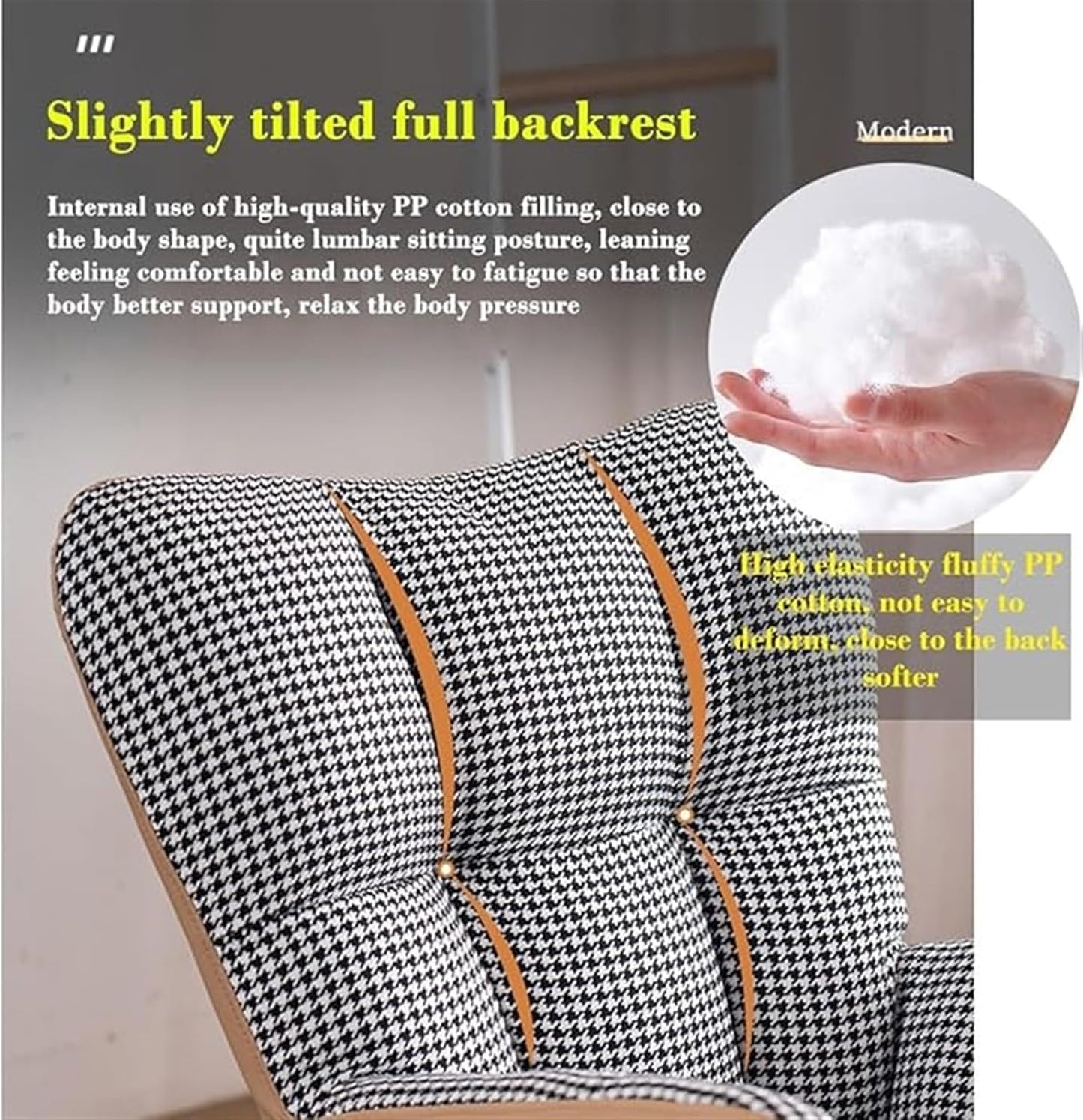 LSLYTQ Fabric Armchair with Footstool - Rocking Chair, Rocking Chair for Mid Century Living Room, Leisure Sofa Side Chair - Sledge