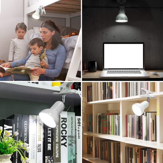 RONG&LAN Clip lamp,360° Rotation Clip on Lamp Portable Book Reading Light,Clamp on Desk/Table/Bunk Bed/Cupboard Home Lighting, (Desk lamp,Seven Colors for Your Choice) (Blue)