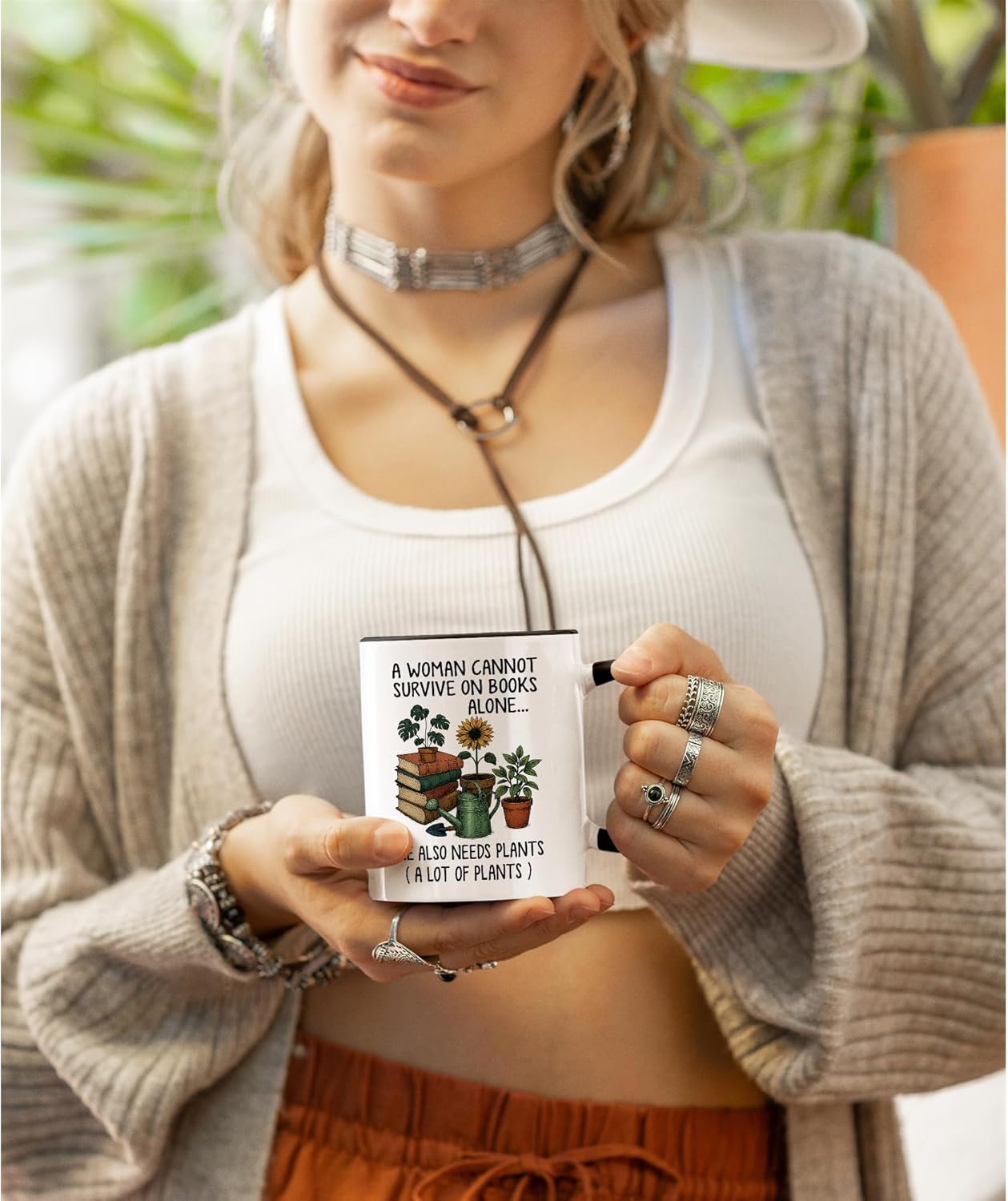 Book and Plant Lover Coffee Mug, Mugs for Reading and Gardening Lovers, Book Lover & Gardener Mug, Gardner Gifts for Women, Novelty Design for Bookworm and Gardening Enthusiasts
