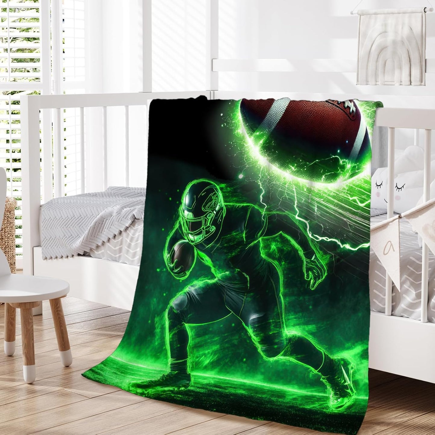 Kids Football Blanket - Cool 80 x 60 Inches Cozy Gift for Boys Men, Football Lovers - Soft Warm Fuzzy Throw for Bed, Living Room, Home Decor