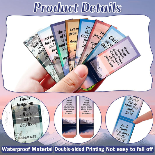 108 Pack Bible Magnetic Bookmarks Christian Magnet Bookmark Clips for Women Men Book Lovers Bible Page Markers for Teachers Students Reading School Office Home, Printing on 2 Side