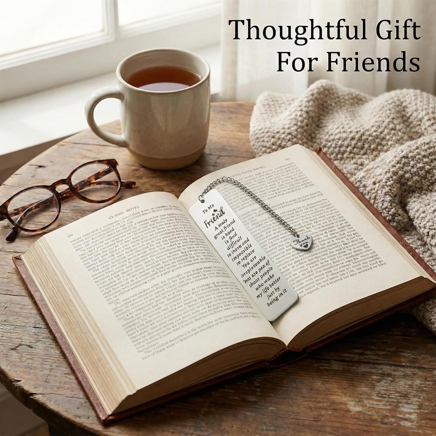 Metal Bookmark, Engraved Long Distance Friendship Gift for Book Lovers, Sentimental Birthday Present for Best Friend, Thoughtful Reading Gift for Women Men Christmas Graduation