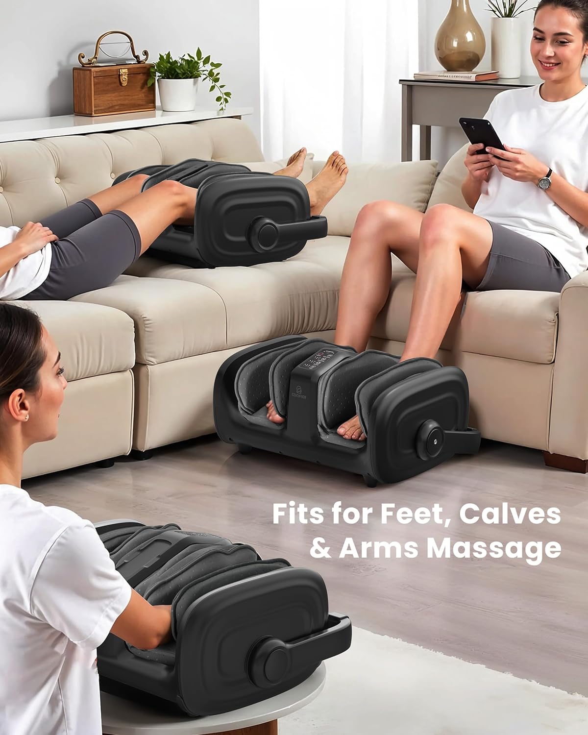 COMFIER Shiatsu Foot & Calf Massager with Heat – Kneading, Vibration & Compression, Adjustable Intensity, Remote Control, Fits Up to Size 14 – Relaxation & Comfort Massager for Women & Men