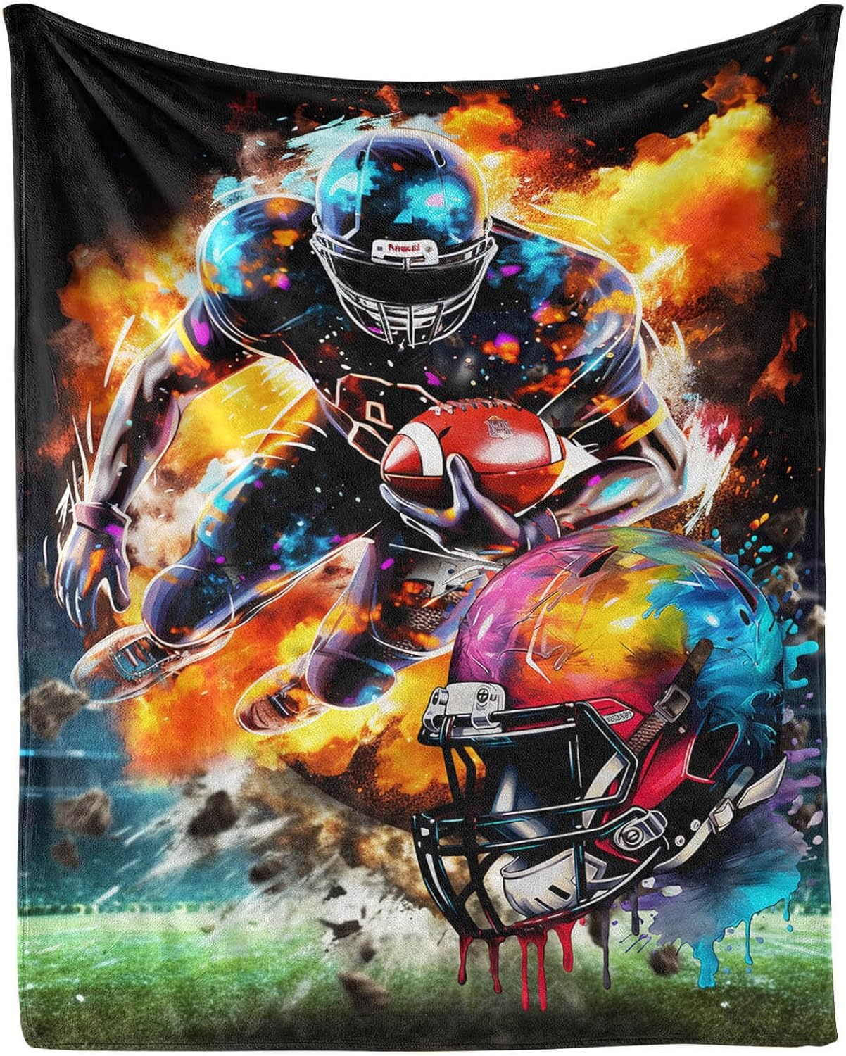 Football Throw Blanket - Soft Flannel Sports Football Blankets for Girls Boys Kids Football Lovers - Warm Rugby Throw Blankets for All Season Lap, Chair, Sofa - 50"x40"