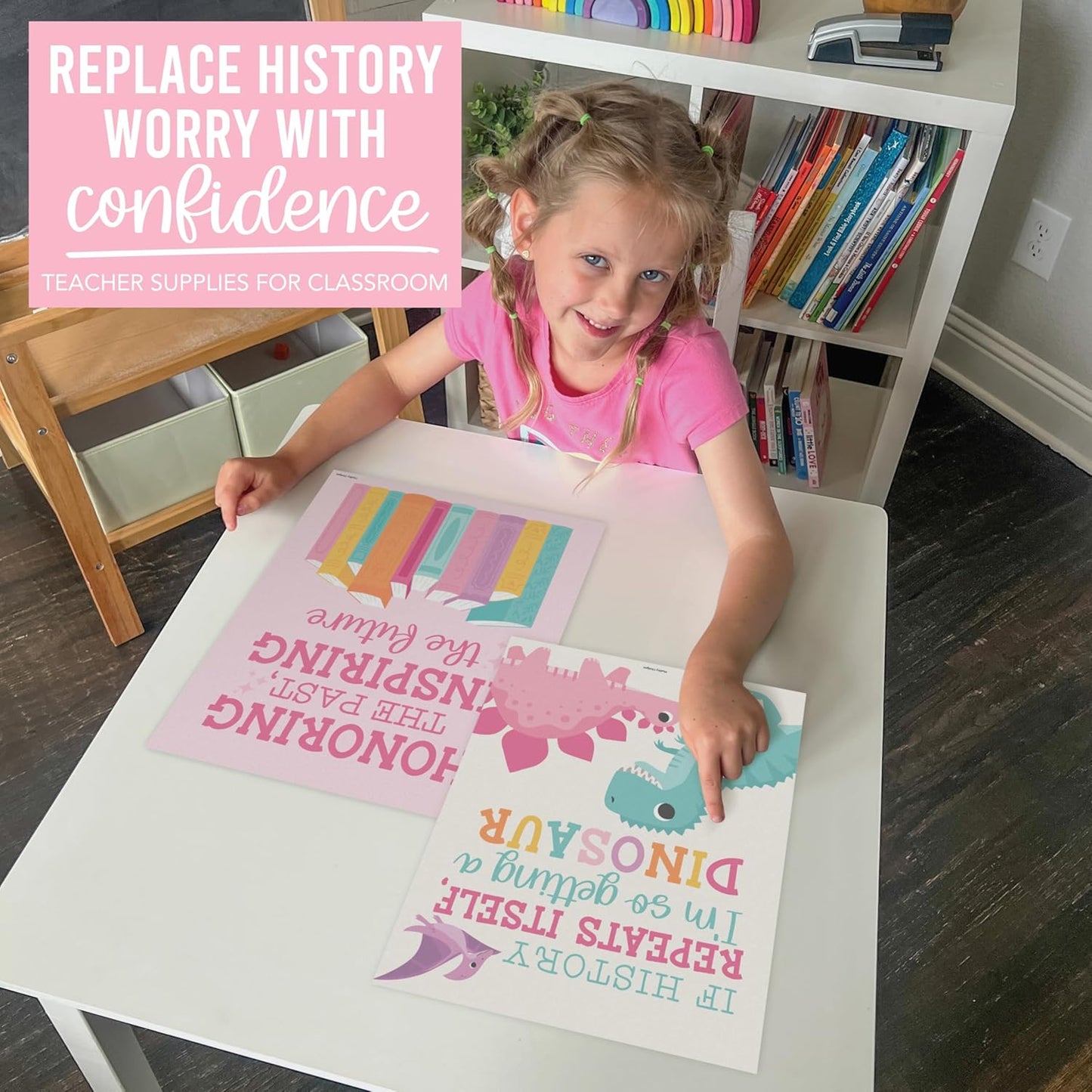Hadley Designs 6 Social Studies Classroom Decorations – US History Posters for Elementary, Middle School and High School, Durable World History Wall Art for Teachers - Pastel Classroom Decor