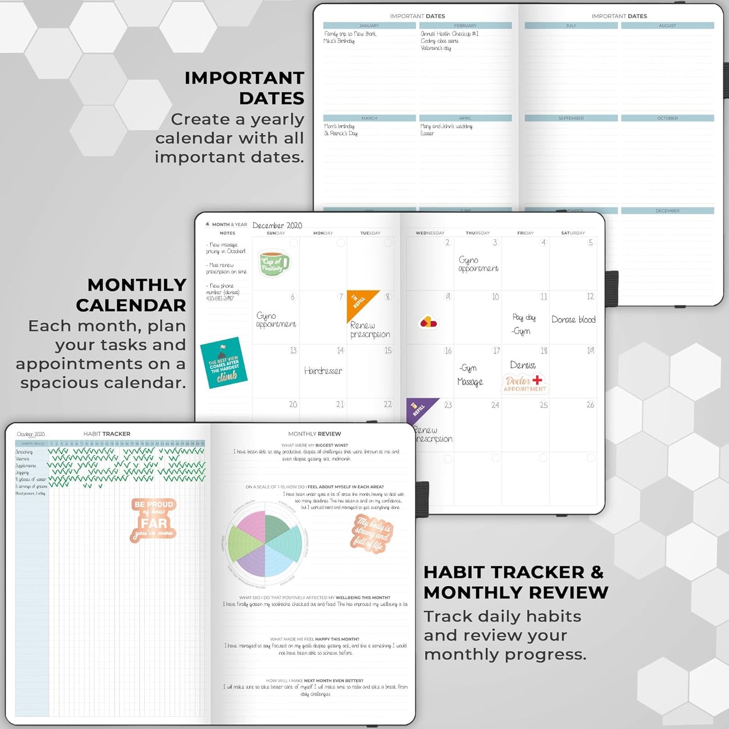 Clever Fox Large Medical Planner 12-Month – Medical Notebook, Health Diary, Wellness Journal to Track Health – 12 Months, 7x10.5″ (Black)