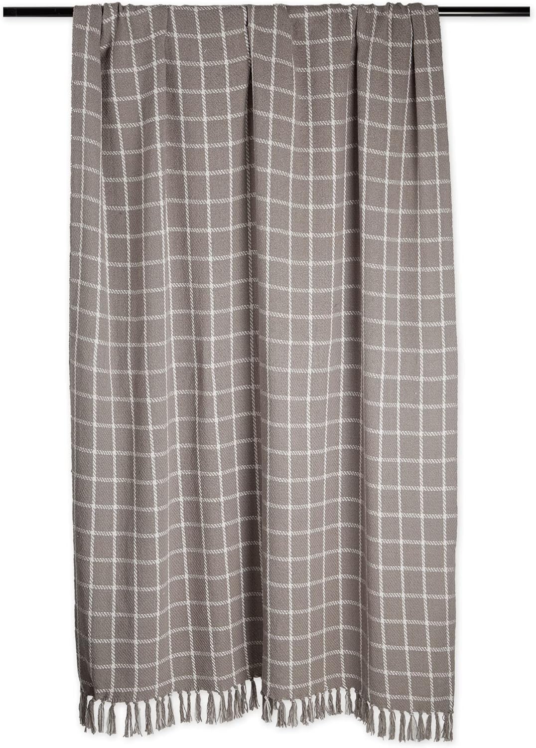 DII Transitional Checked Plaid Woven Throw, 50x60, Gray