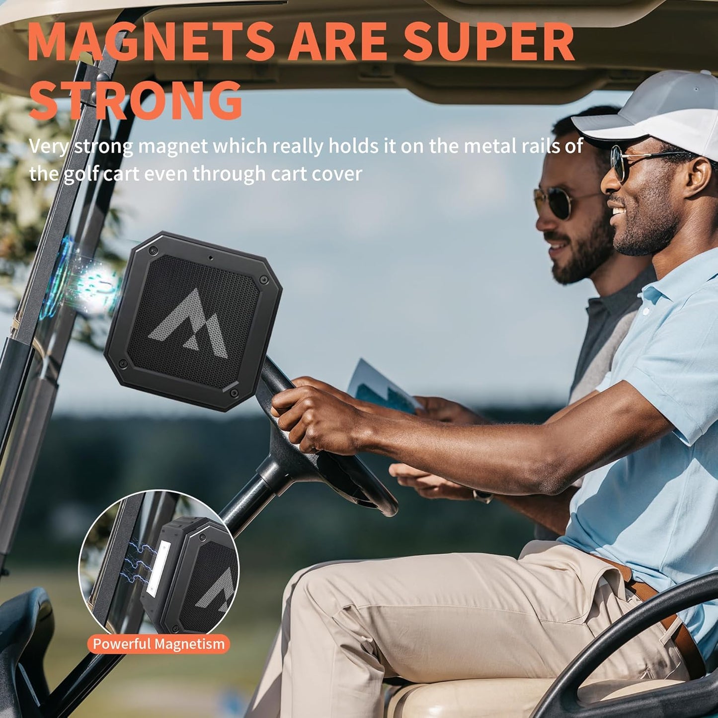 2-Pack Golf Cart Speakers with Storage Case, IPX7 Magnetic Golf Speaker 24H Playtime, 36W Loud Stereo Sound Magnetic Bluetooth Speaker for Golf Cart, Golf Gifts for Men