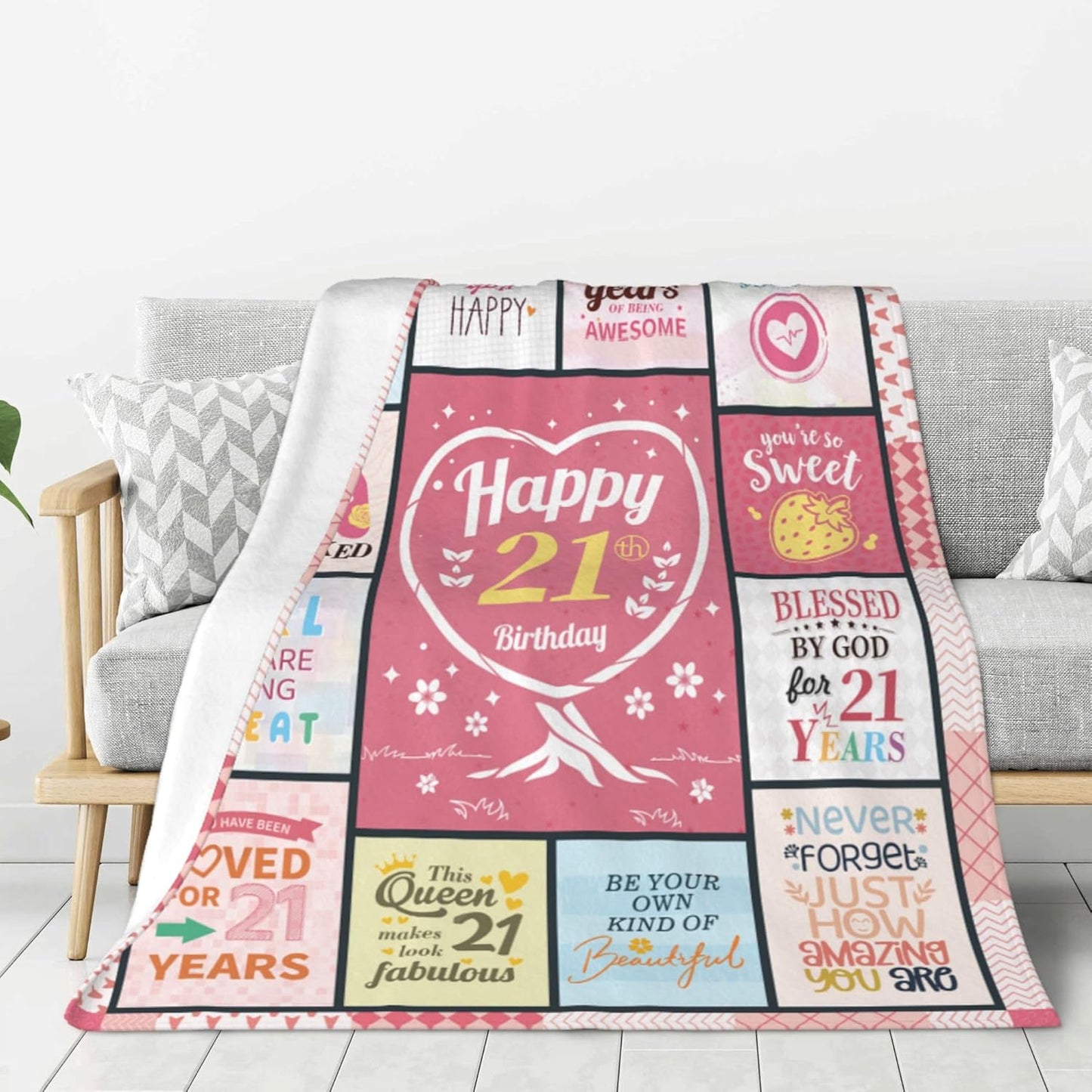 21st Birthday Gifts for Her, 21st Birthday Gifts for Women, 21 Year Old Bday Gift for Her, Bday Gift for 21 Year Old Female Ladies, Best Decorations Present for Women Throw Blanket 50"X60"