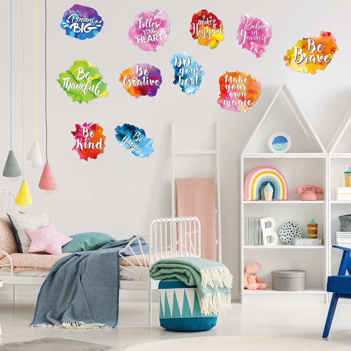 Zonon 6 Sets/12 Pcs Back to School Inspirational Classroom Wall Decal Watercolor Motivational Quote Sticker Colorful Inspirational Sticker for Classroom Home Wall Bedroom Bathroom Playroom Decor