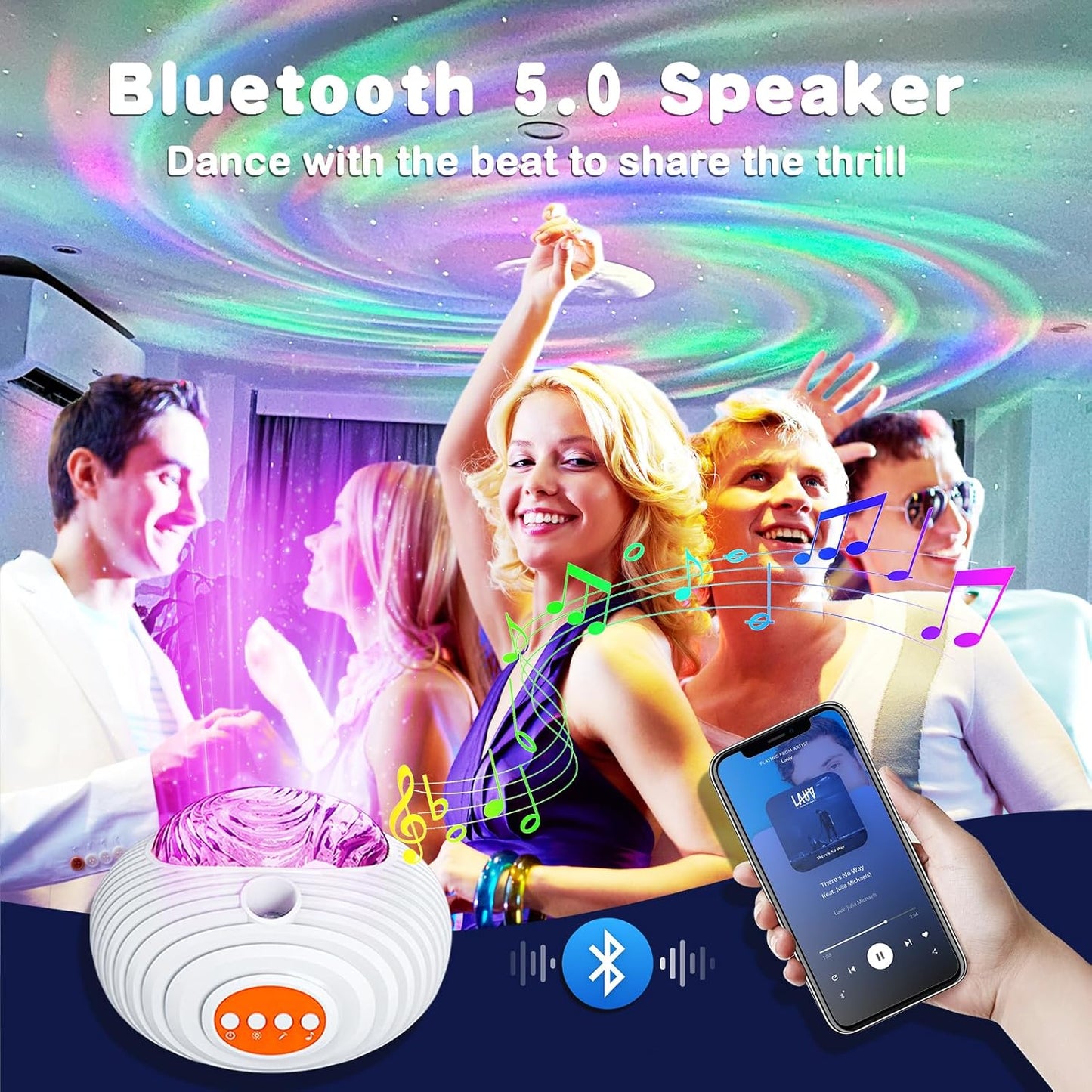 Star Projector, Double Effect Galaxy Projector Aurora and Milky Way Star Projector Galaxy Light with Bluetooth Speaker/Timer/Remote Night Light Projector for Kids, Adults etc