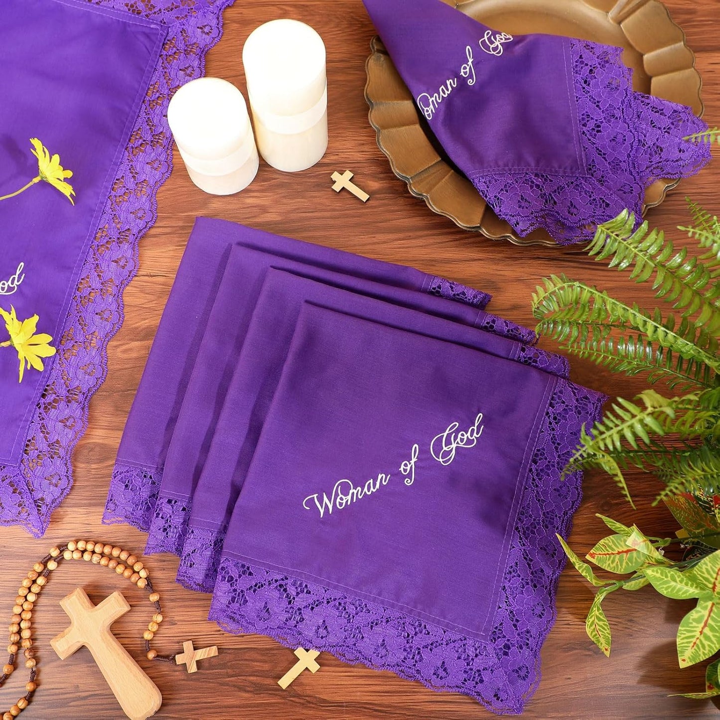 6 Pack 23'' Women Christian Gift Bulk Lap Scarf Ladies Handkerchiefs Church Religious Satin Handkerchief Gift for Mom