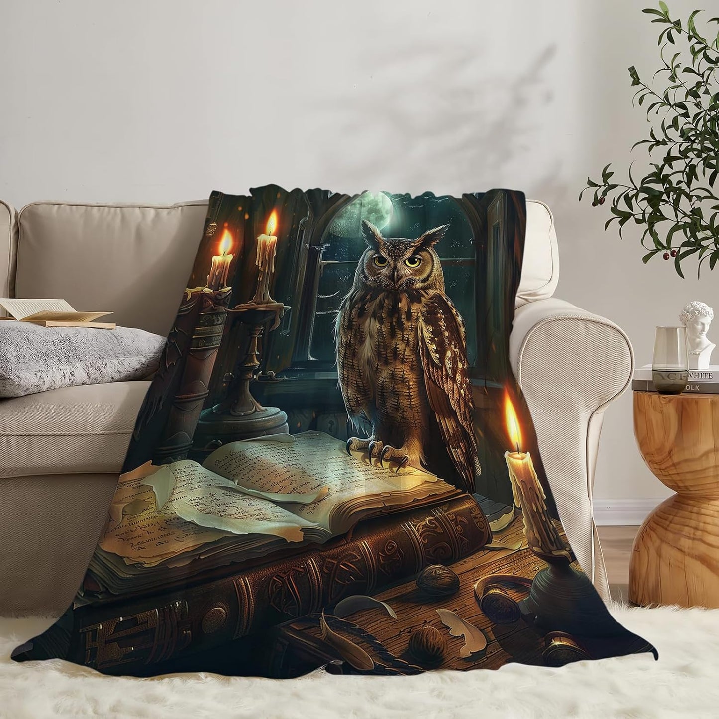 Owl Blanket Owls Gifts for Women Girls Book Throw Blanket Cozy Plush Fleece Flannel Lightweight Fuzzy Party Blankets for Bed Decor 50"X40"