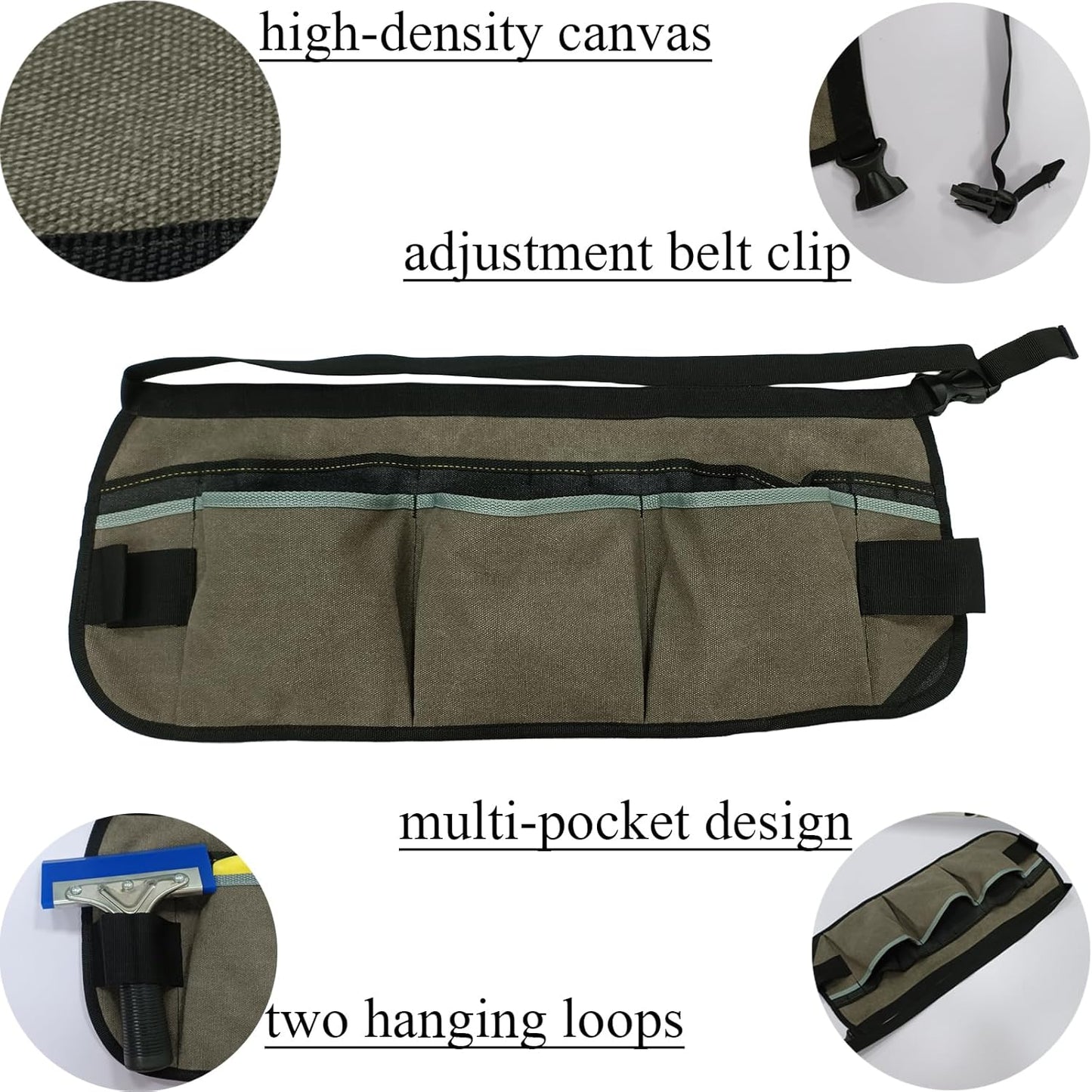 Waist Apron Canvas Tool Pouch Belt Bag for Window Tint, Vinyl Wrap, Gardening, Technician and Electrician's Tools