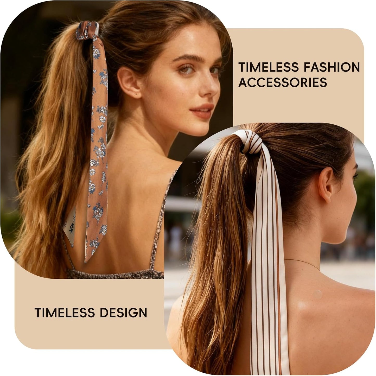 ZXZH 6 Pack Fashion Scarves for Women, Versatile Boho Head Scarf, Satin Scarf for Hair, Neck, Wrist, and Purse Accessories