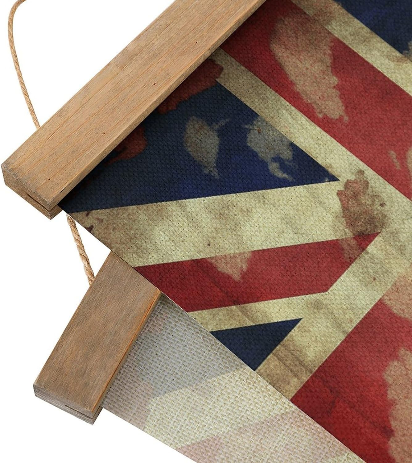 Vintage Vintage Union Jack British Flag Poster with Wooden Frame Personalized Linen Hanging Scroll Painting Rustic Wall Hanging Illustrative Modern Artwork Decor for Home Living Room Bedroom Office