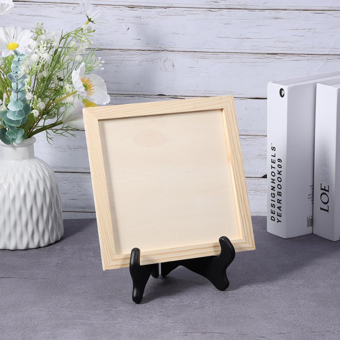 Small Plate Stand for Display 8 Inch Wooden Black Easel Plate Holder For Displaying Decorative Mini Easel Frame Picture Stands for Displays Book Dish Card Picture Cd