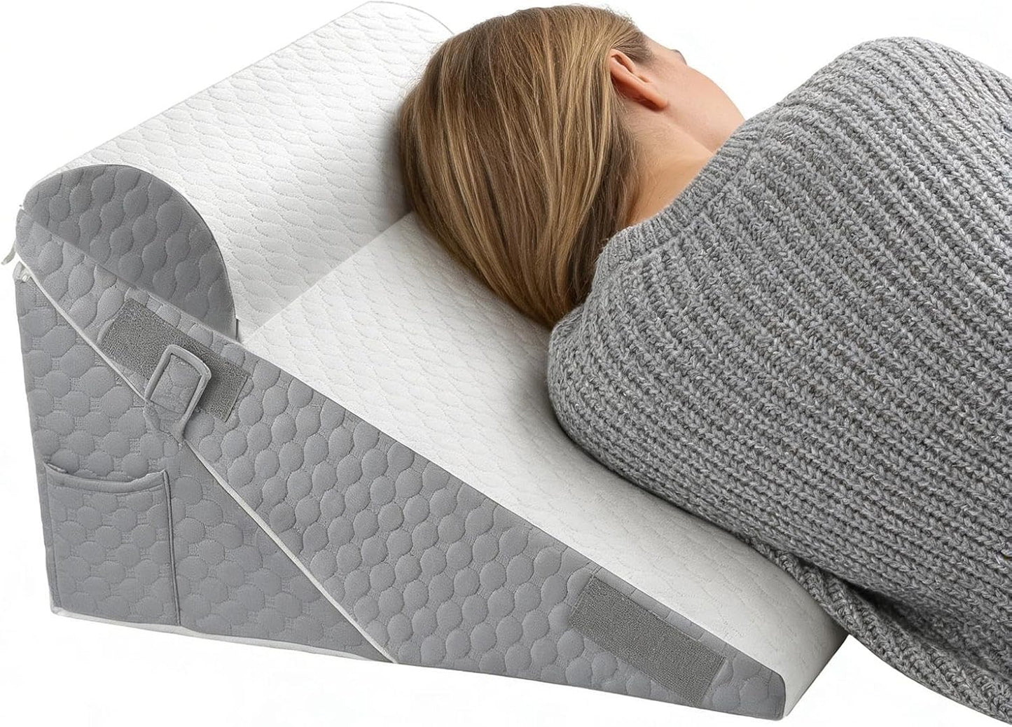Bed Wedge Pillow - Adjustable Head Elevation Cushion | Triangle Reading Support with Ergonomic Incline Design, Backrest Pillow for Bed Comfort Positioning, Sleeping Aid Cushion