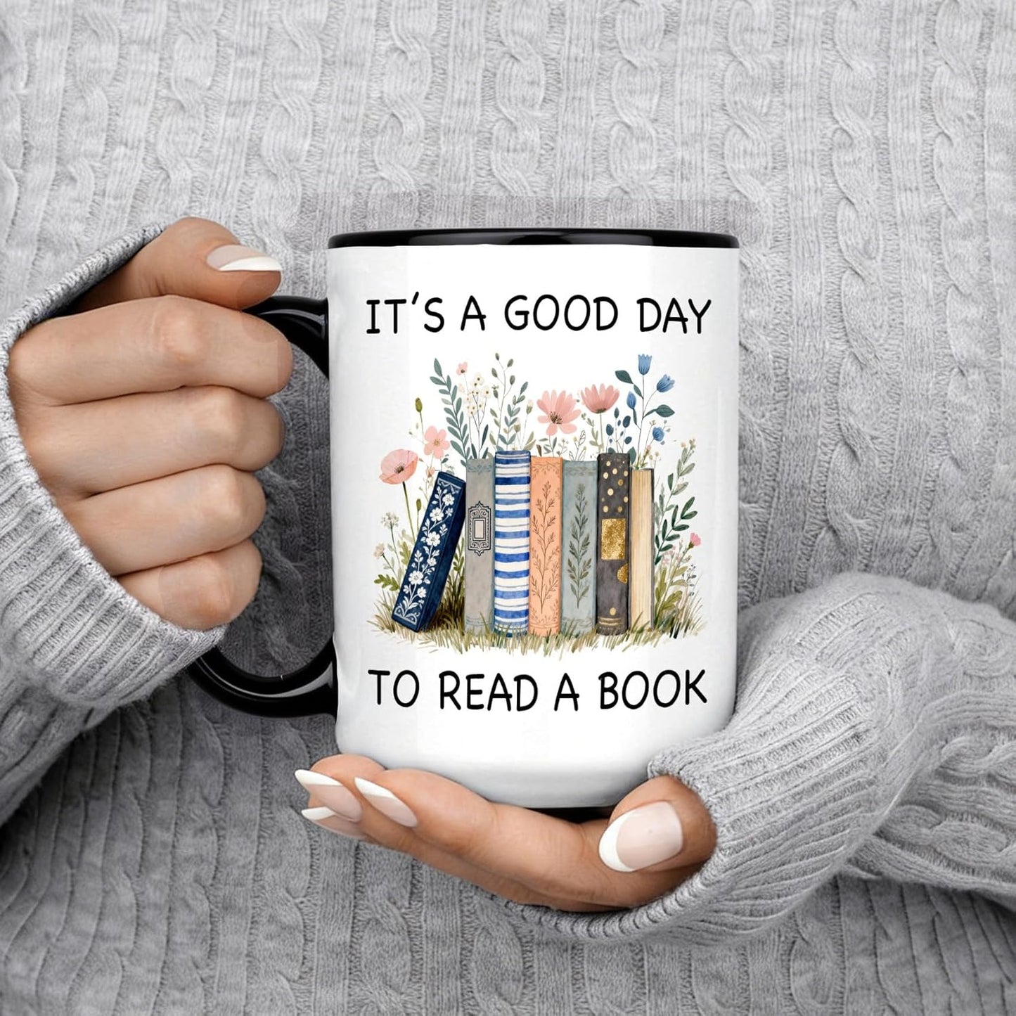 It's A Good Day to Read A Book Mug, mug Gifts for book Lover Women, Bookish mugs with Stacked Novel Design, reading Mugs gift for BookWorm Librarian Reader on Birthday, Reading Themed Coffee mug