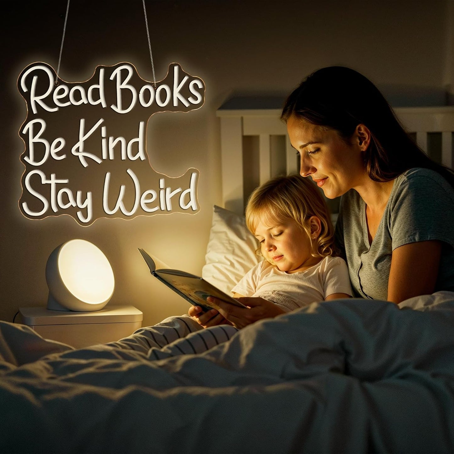 Neon Sign, HSJNJKFU Read Books Neon Signs for Wall Decor Warm White Led Light up Signs for Classroom, Bookstore, Library, Office, Room Decor - Dimmer Light Sign USB Powered