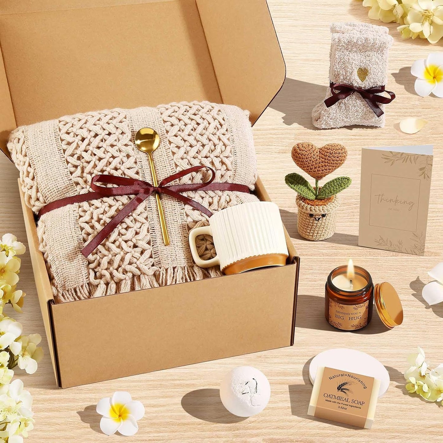 Get Well Soon Gift Baskets for Women Self Care Gifts, Spa Care Package After Surgery Inspirational Thinking of You Sympathy Gifts,Christmas Birthday Gift for Women Friends Mom Sister Grandma
