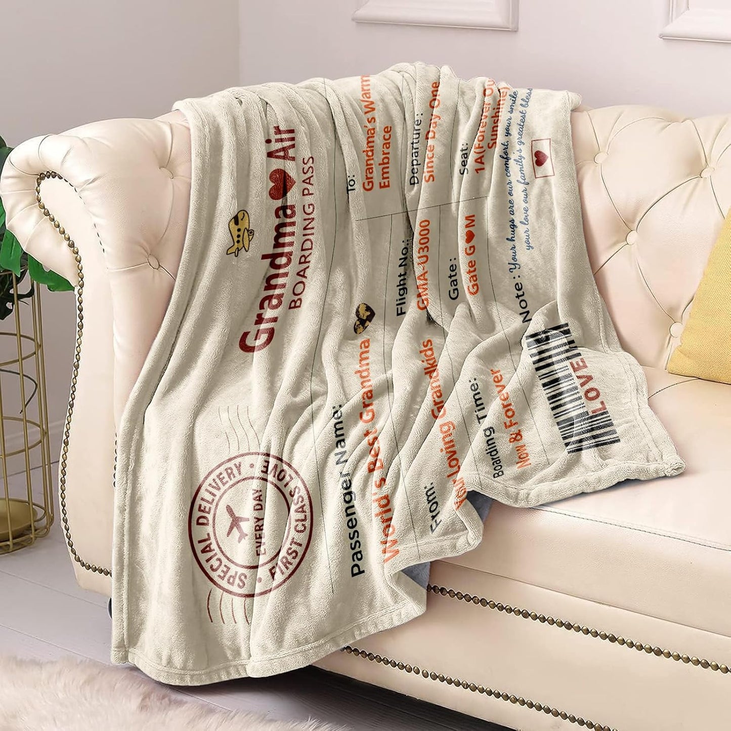 Grandma Blanket Gift from Grandkids - Heartwarming Message Throw, 50'' x 60'', Sofa Decor for Birthday, Christmas, Mother's Day, Valentine's & Grandparents Day, Keepsake Gift