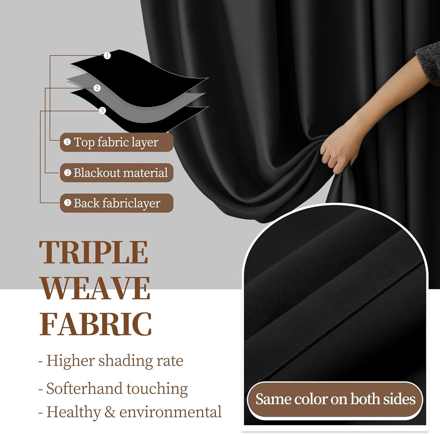 Extra Wide 8.3ft Curtains Flexible Ceiling Track Set Room Divider Blackout Thermal Insulated Ceiling Mount Drapes with Hooks for Living Room Bedroom, Privacy Divider, White Rail 1 Panel 100"x84" Black