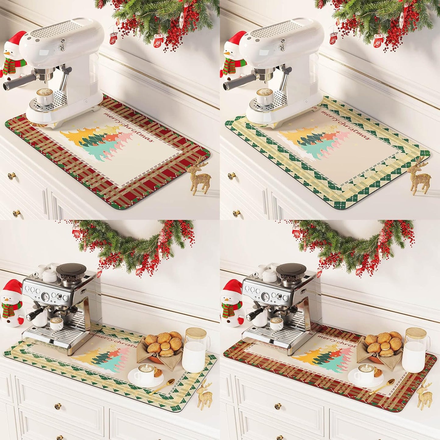 DK177 Coffee Mat - Dish Drying Mat for Kitchen Counter, Hide Stain, Absorbent with Waterproof Rubber Backing, Fit Kitchen Dish Rack Bar Accessories (Coffee Bar, 19" x 12")