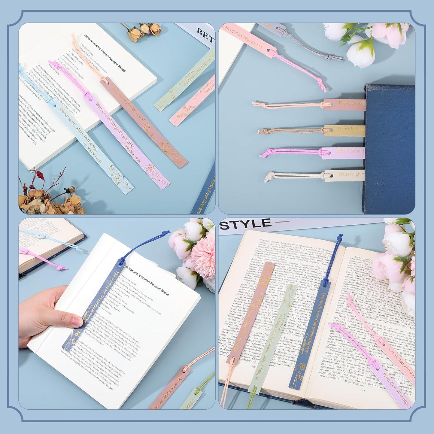12Pcs Bible Bookmark, Christian Bookmarks for Women Leather Religious Mother's Day Gifts for Women Mom Kids Book Lovers Readers Students (Pastel)