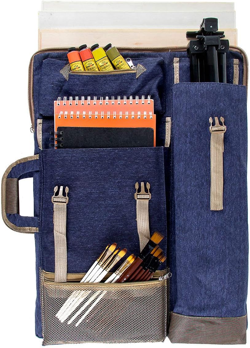 TRANSON Art Portfolio Case Artist Backpack Canvas Bag Large 26” x 19.5”