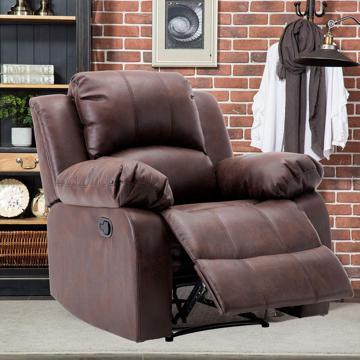Faux Leather Home Theater Seating Manual Living Room Single Chair Reclining Sofa Ergonomic Lounge Chair Reading Chair