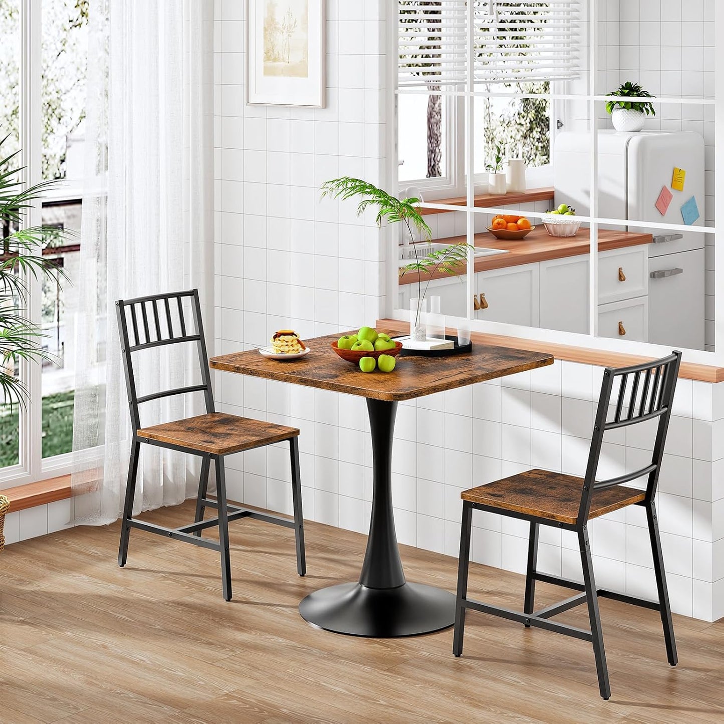 HOOBRO Dining Table, Square Dining Table for 2, 27.6" Dining Room Table for Small Spaces, Tulip Kitchen Table,Anti-Slip Heavy Base, Easy to Assemble, for Living Room, Kitchen, Rustic Brown BF18CZ01