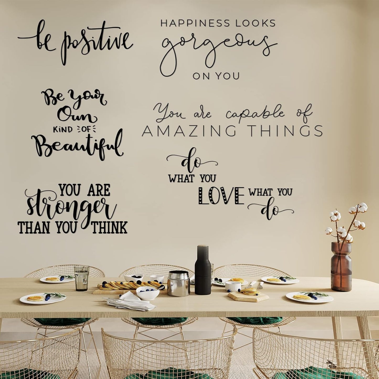 Ctosree 9 Pcs Vinyl Wall Stickers Inspirational Saying Wall Decals Motivational Saying Murals Large Removable Quote Stickers Positive Lettering Word Home Decal for Office School Dorm(Classic)