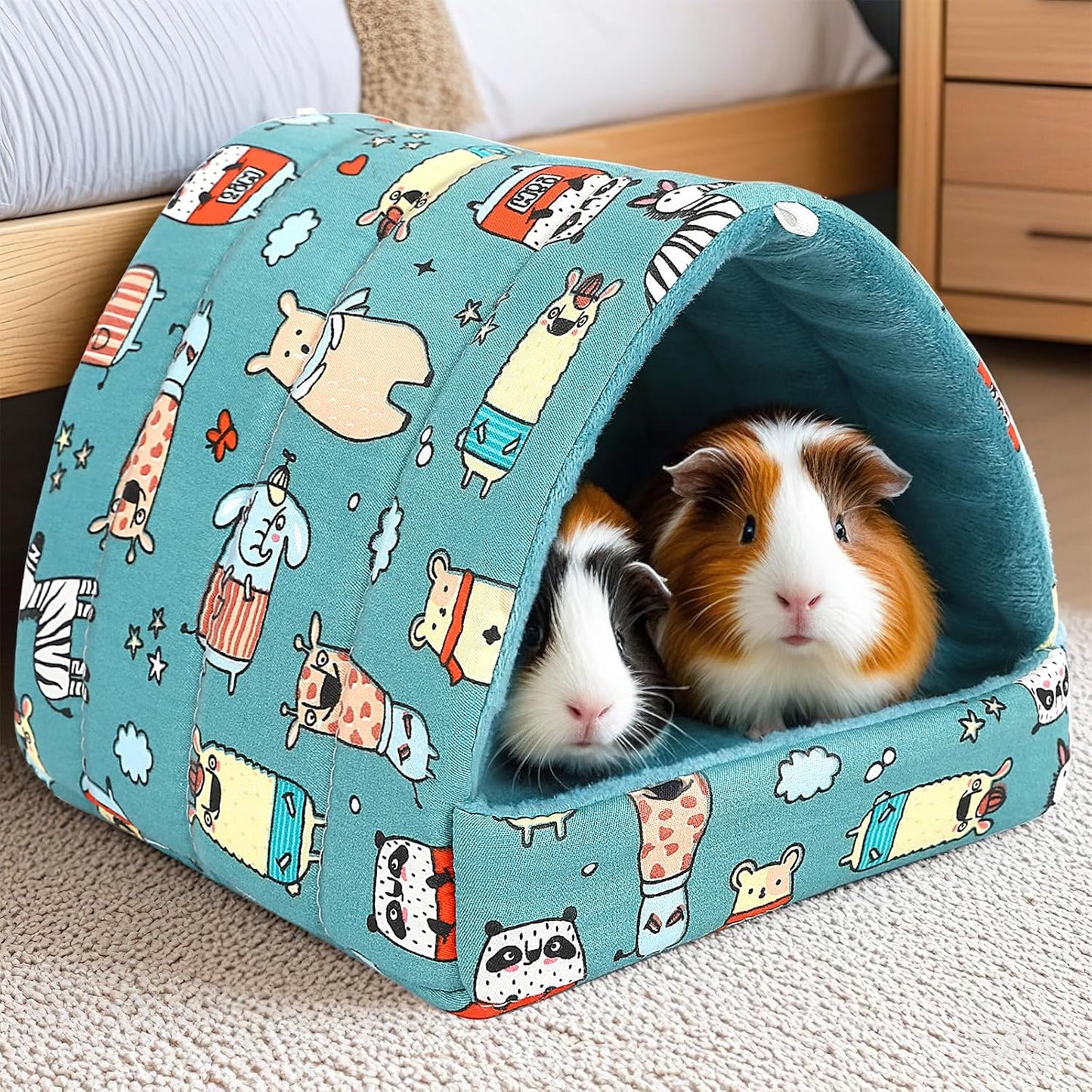 UPINS Guinea Pig Hideout,Guinea Pig Bed Houses Washable Small Animal House Cage Accessories for Dwarf Rabbits Chinchillas Hamsters Hedgehogs Ferrets Bearded Dragons and Rats
