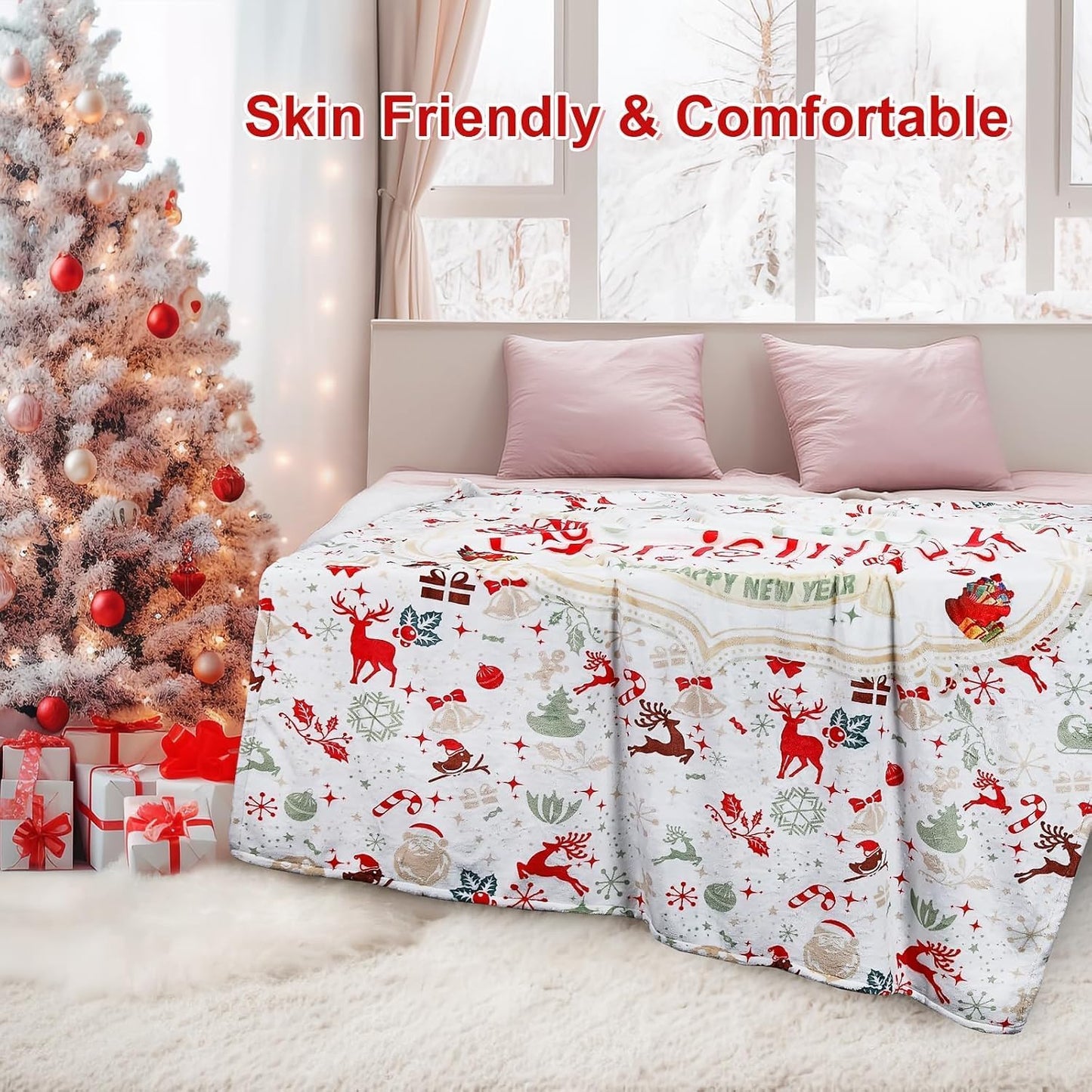 Super Soft Christmas Blankets and Throws Clearance, Lightweight, Cozy & Warm Throw Blanket for Couch, Sofa, Bed, Chair, 60 x 50 inches