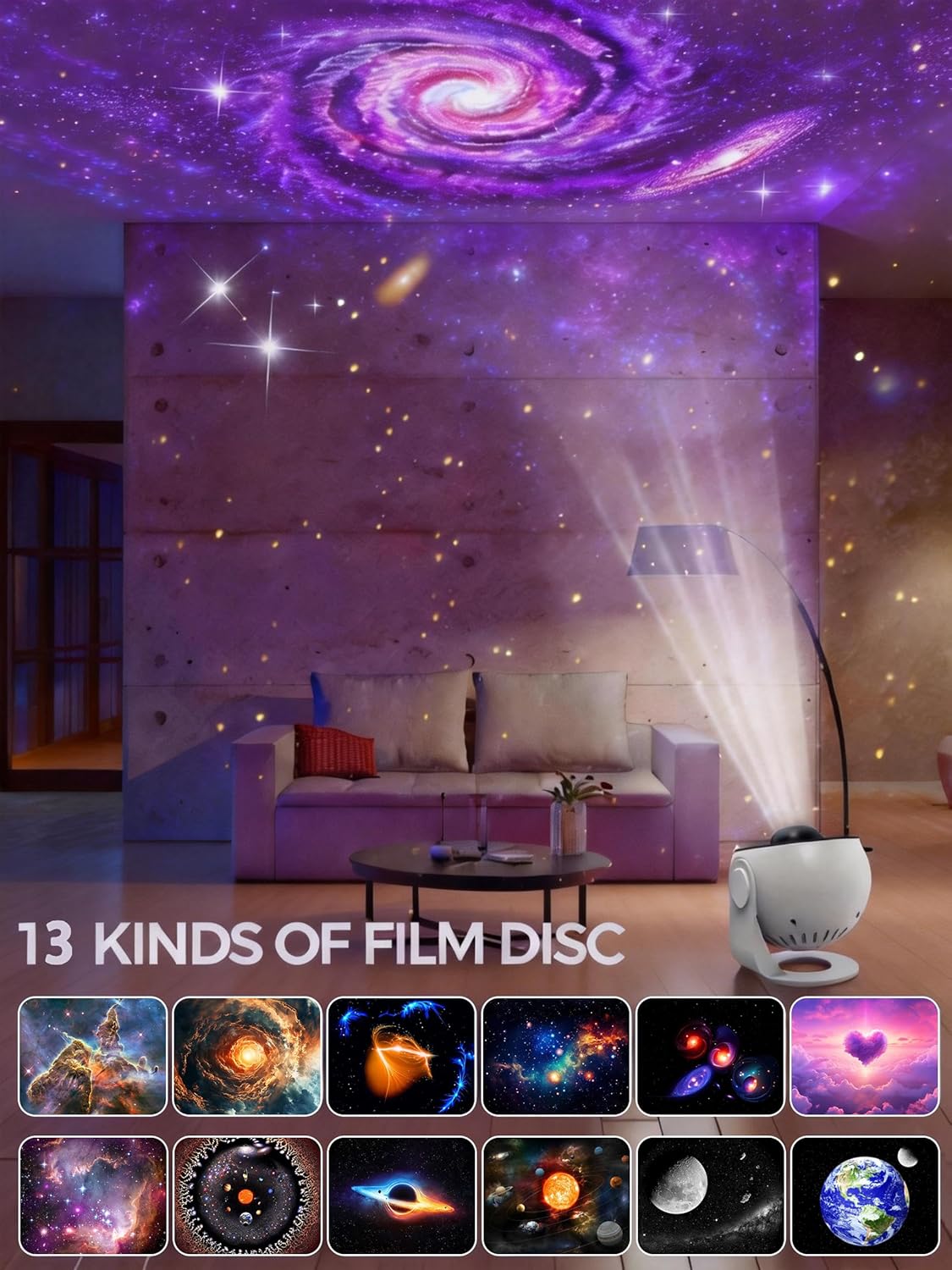 Pro Galaxy Projector, 13 in 1 Planetarium Star Projector for Bedroom Decor, 360° Rotating Nebula Projector Lamp, Timmer Starry Night Light Sleep Projector for Kids,Ceiling,Room Decoration,Gifts