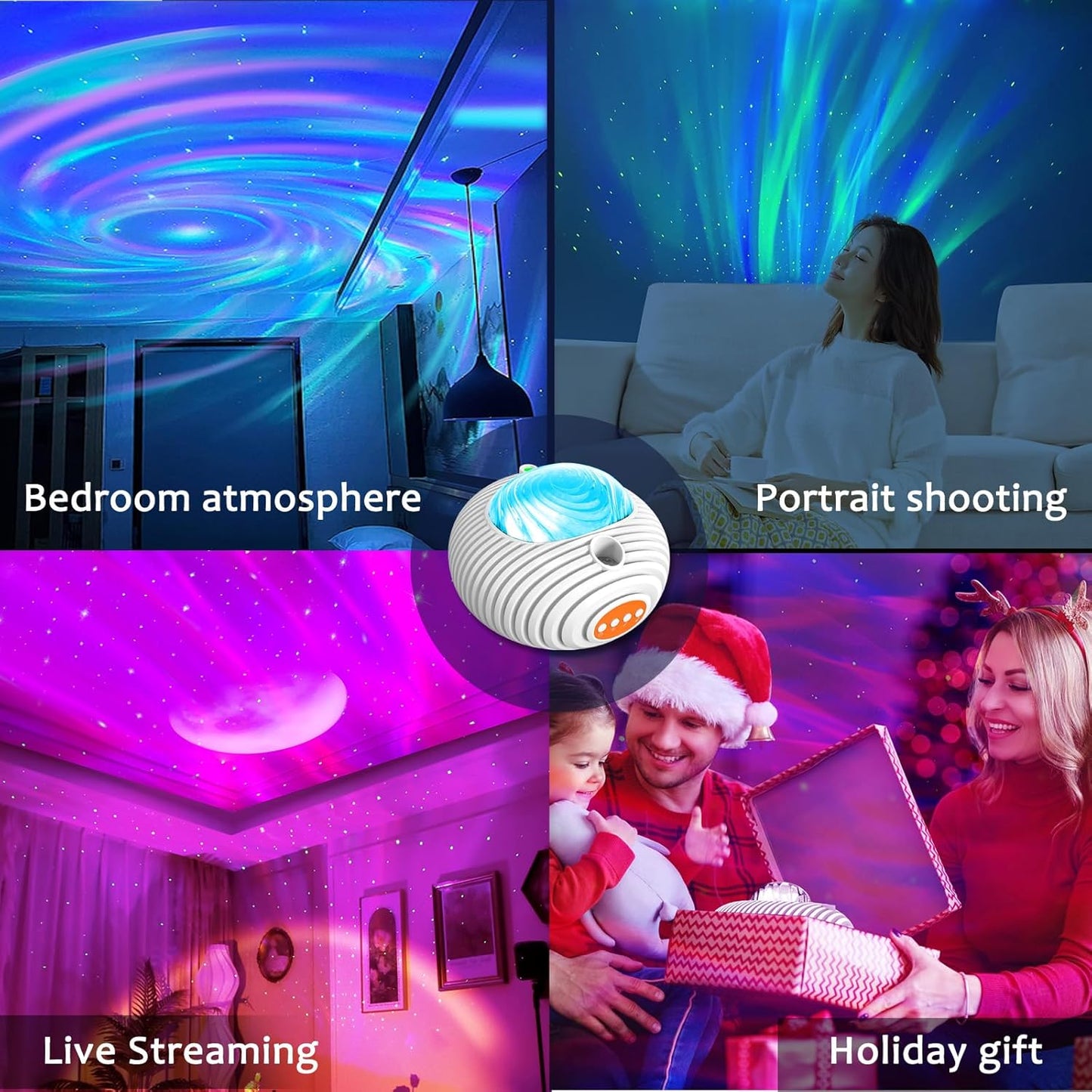 ELITUN Star and Aurora Night Light, Dual Effect Moon Galaxy Projector for Bedroom, 14 Colors with White Noise, Timer Control, Gifts for Girls, Boys, Adults, Christmas, Birthday