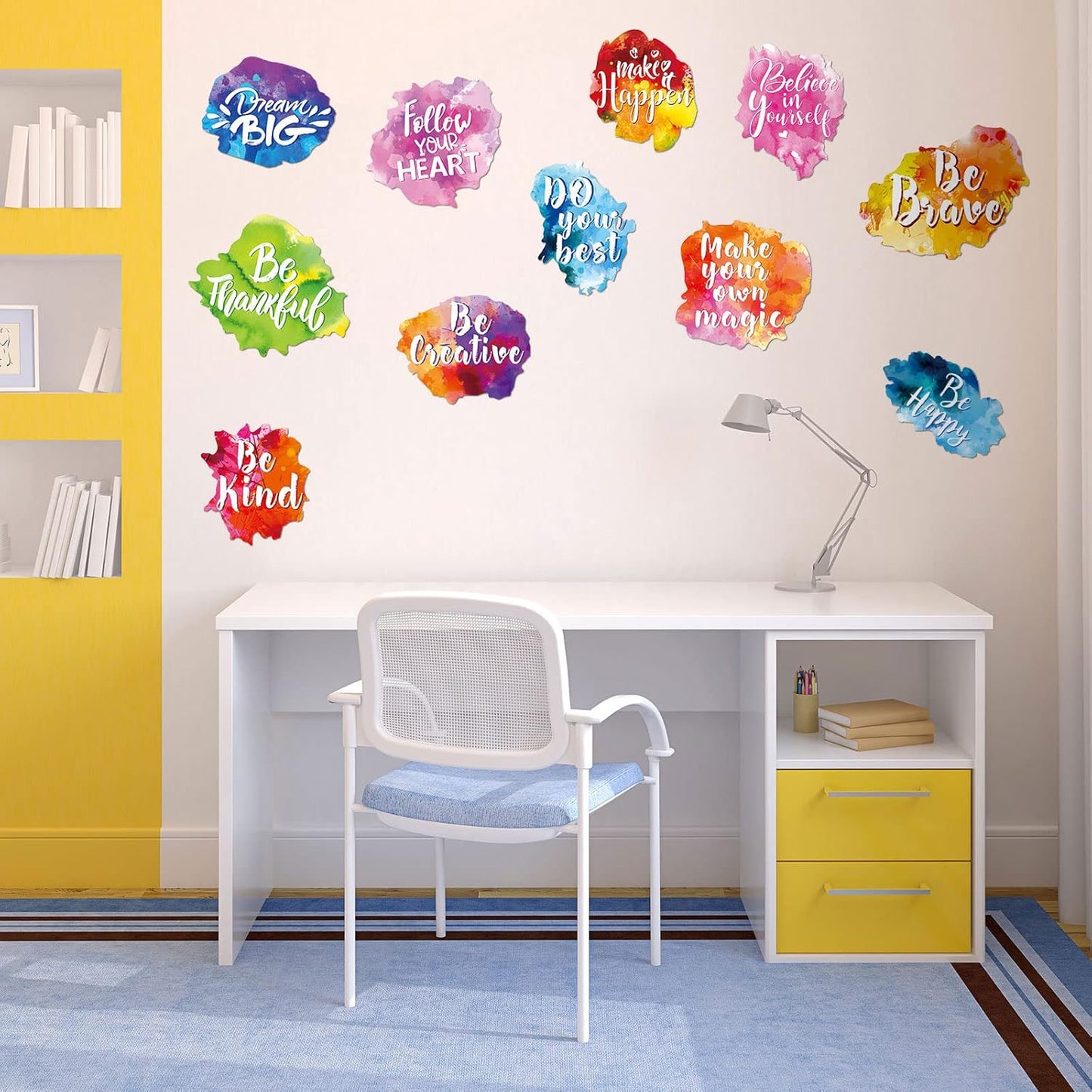 Zonon 6 Sets/12 Pcs Back to School Inspirational Classroom Wall Decal Watercolor Motivational Quote Sticker Colorful Inspirational Sticker for Classroom Home Wall Bedroom Bathroom Playroom Decor