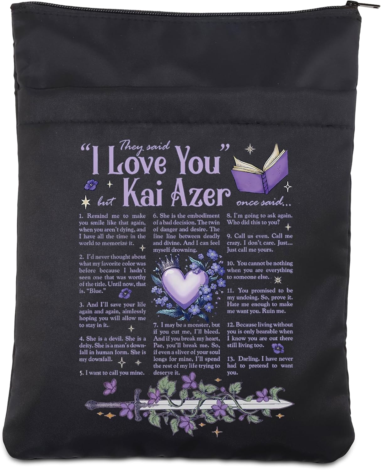 VAMSII Fantasty Book Merch I Love You Romantasy Novel Quote Book Sleeve Special Edition Book Gift Fantasty Lovers Gift (USPowerlessSleeve)