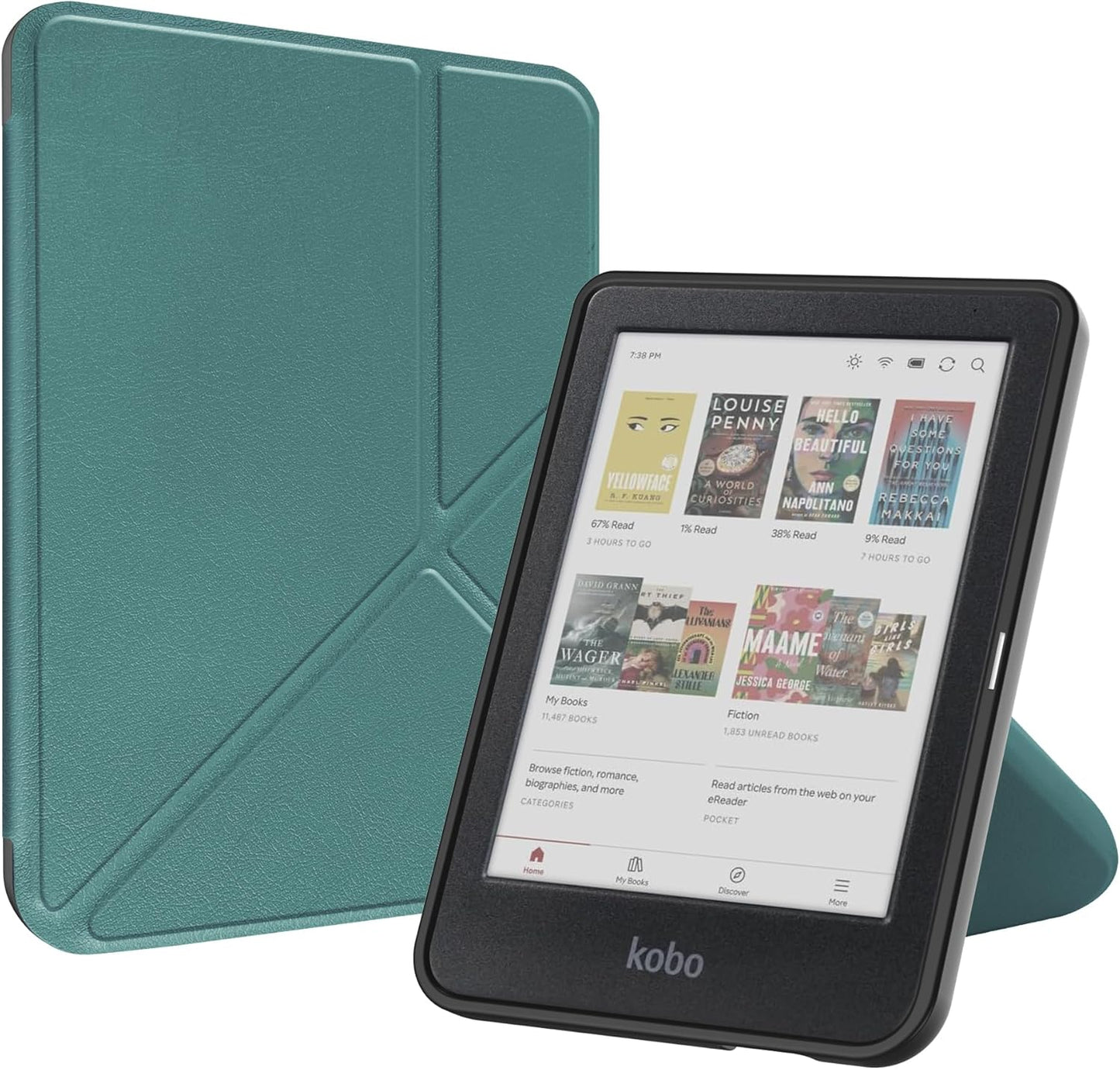 Smart Case for Kobo Clara BW, Ratesell The Thinnest and Lightest Leather Smart Origami Cover Case for for 6” Kobo Clara BW (2024) / Kobo Clara Colour (2024) / Kobo Clara 2E (2022) Blackish Green