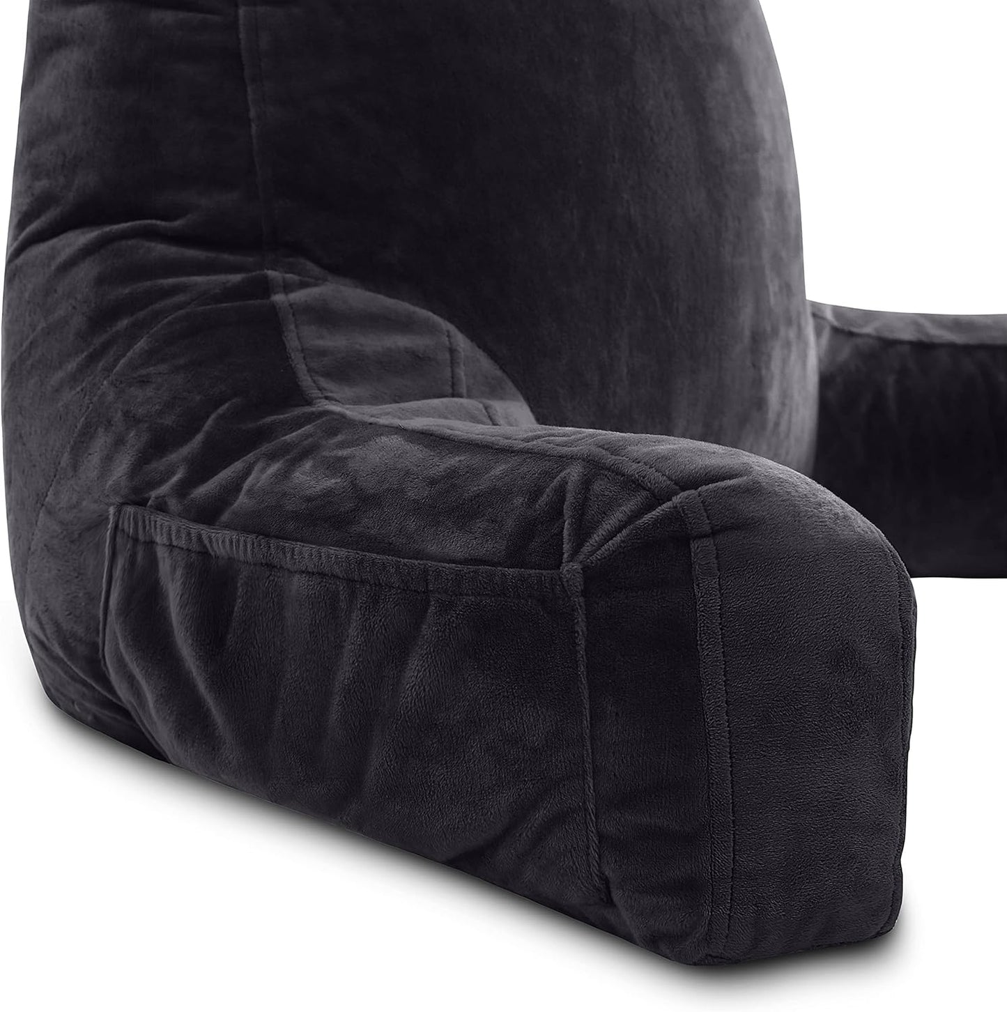 Husband Pillow XXL Cover Only Black, Cozy Microfiber Bed Rest Pillow Cover with Arms - Array of Colors - Generous Side and Back Pockets for Your Favorite Comfy Reading Pillow