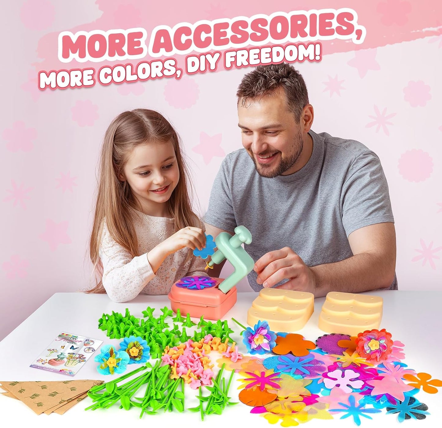 beefunni Flower Bouquet Craft Kit, Easter Basket Stuffers Gifts for Kids, DIY Craft Toys for Kids Ages 4-8, Educational Flower Make Toy for Toddler, Birthday Gift for 4 5 6 7 8+ Year Old Girls and Boy