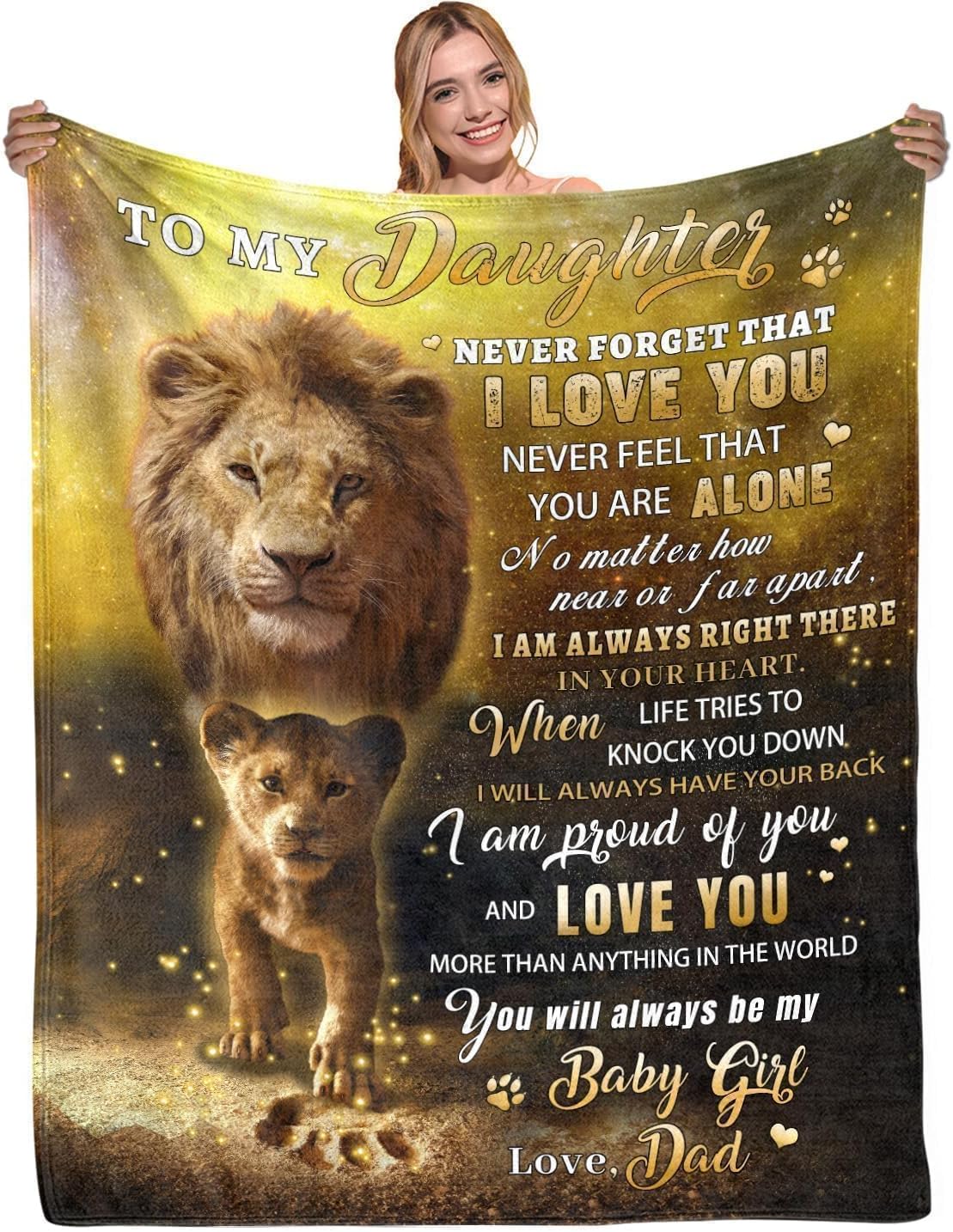 Daughter Gift from Dad, to My Daughter from Dad Blanket, Daughters Gift from Dads, Birthday Gifts for Daughters - Soft Flannel Lion Throw Blanket 60" x 80"