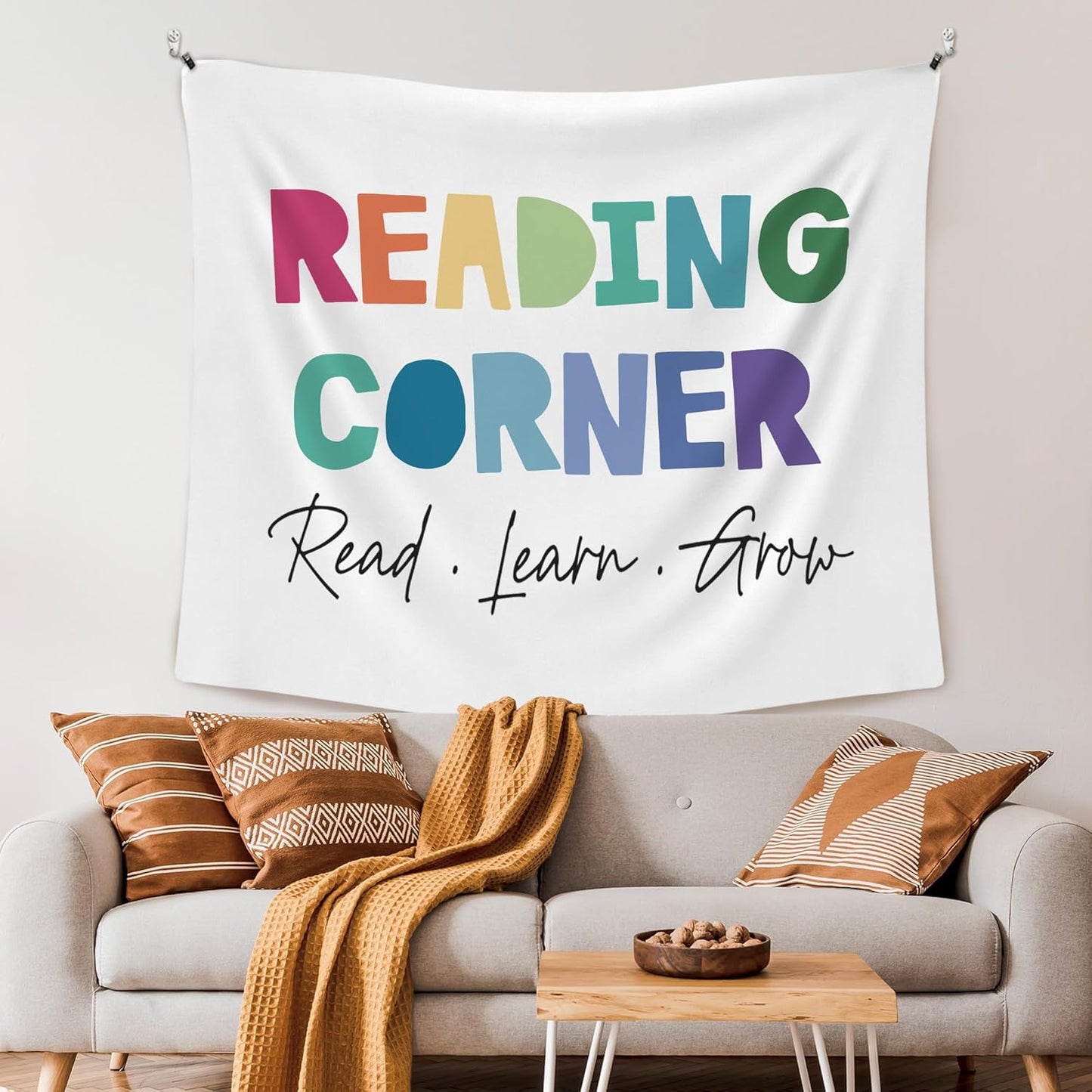 XLDLIOO Reading Corner Read Classroom Wall Tapestry, Read Learn Grow Wall Tapestry Hanging for Bedroom, Colorful Tapestries Wall Decor Art for Reader Library Reading Nook Kids Room 60x50in