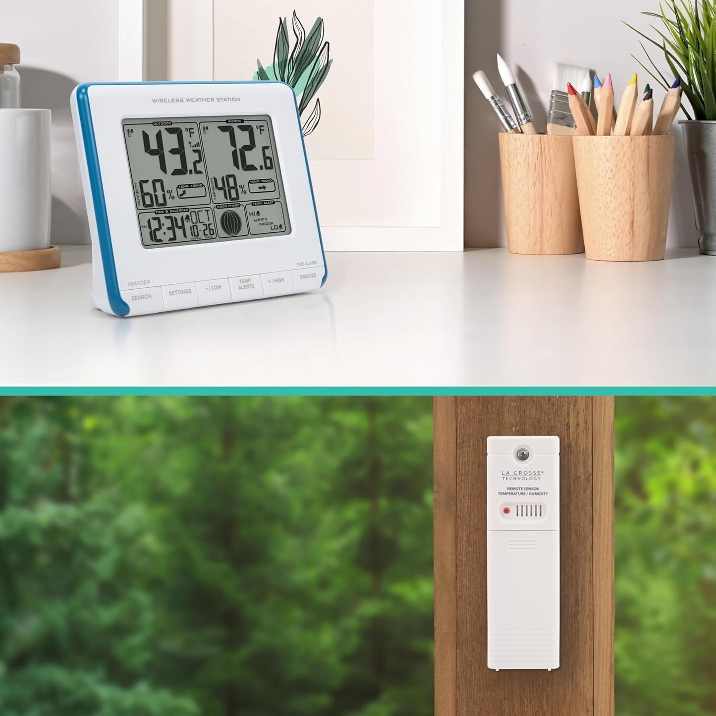 La Crosse Technology 308-1711BL Wireless Weather Station with Heat Index and Dew Point,Teal Blue/White