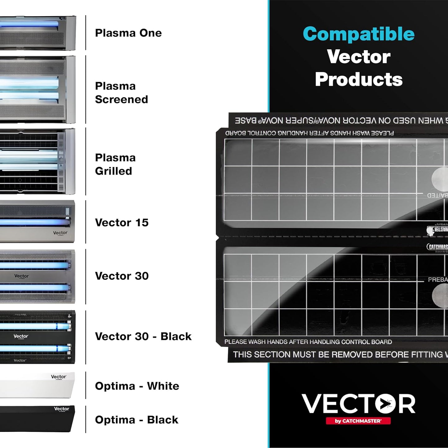 Catchmaster Vector Discreet Black Glue Trap Refills, 12-Pk, UV Light Fly Traps for Home, Unscented Sticky Gnat Glue Boards for House, UV Lamp Insect & Mosquito Killer, Adhesive Bug Light Boards