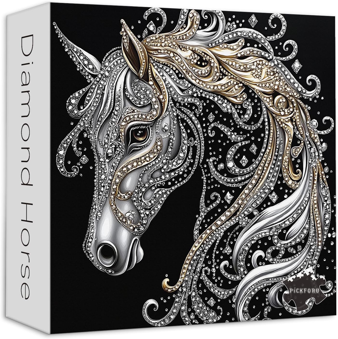PICKFORU Horse 1000 Piece Puzzle for Adults, Diamond Horse Jigsaw Puzzles Line Art, Challenging Hard Animal Puzzle as Home Decor