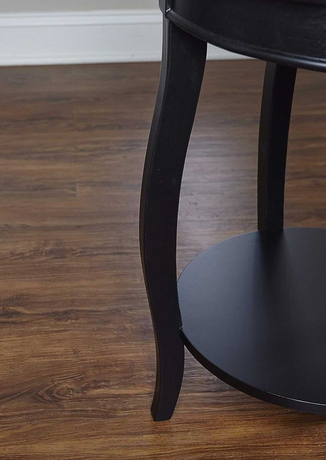 Powell Furniture Round Table with Shelf, Black